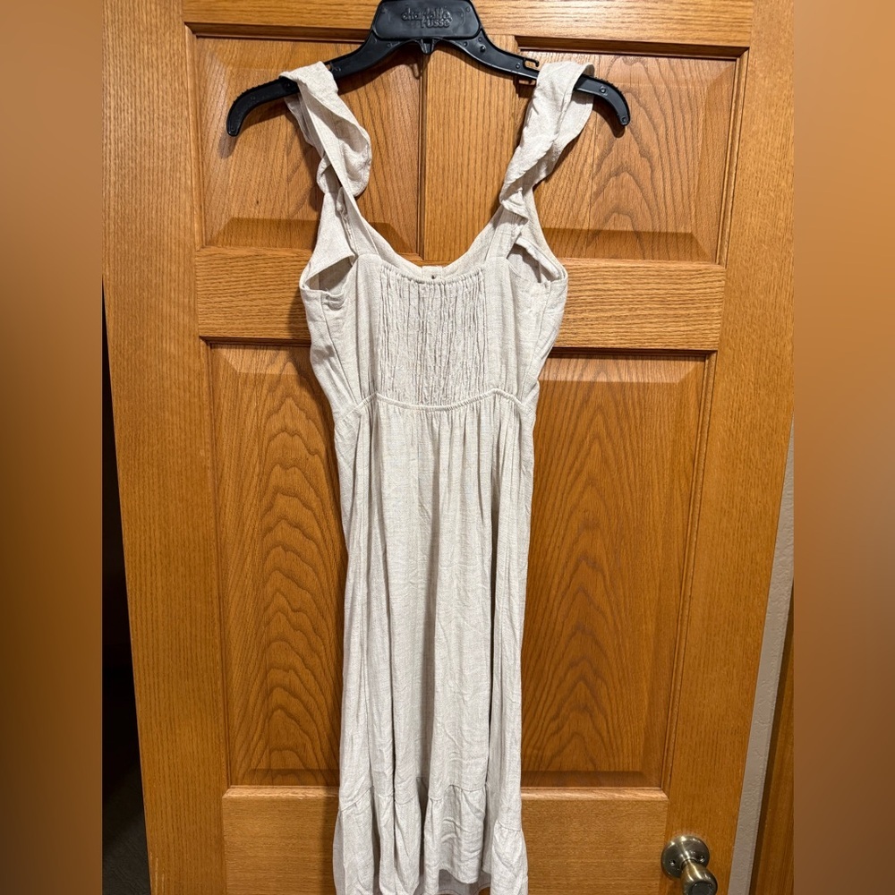 Monteau Linen Button-Front Midi Sundress with Flutter Straps - Picture 5 of 6